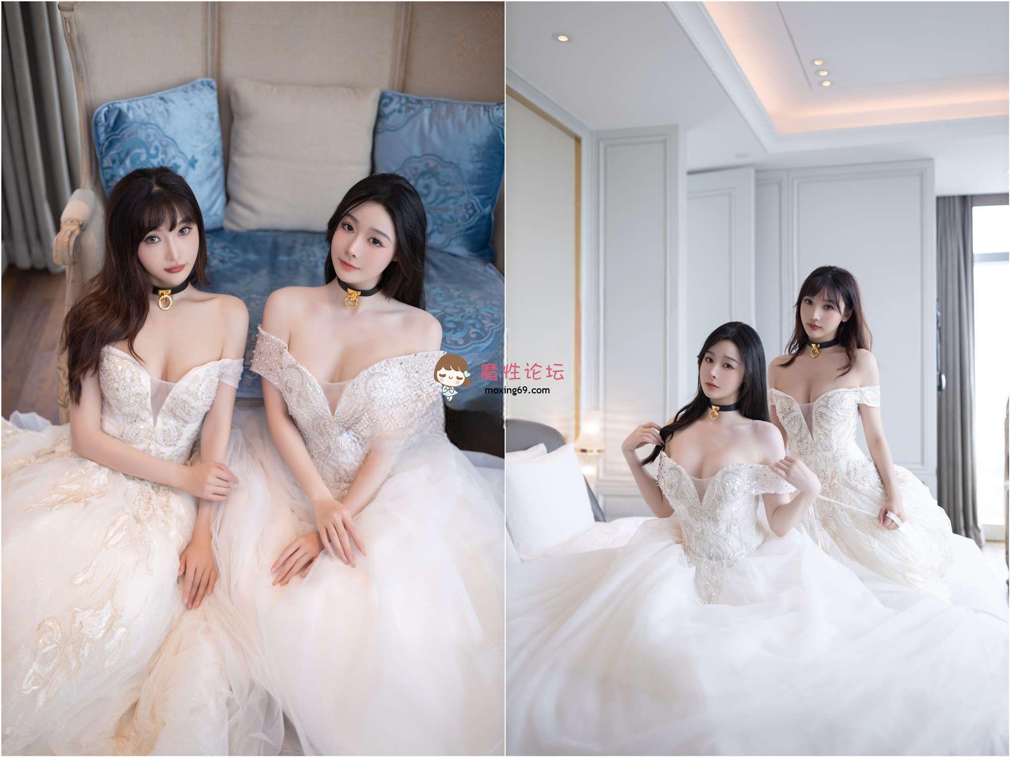 国产自拍《视图》秀人网 小逗逗+陆萱萱✨极品美女双人作品 婚纱下的反差《100P+1V-815M》夸克